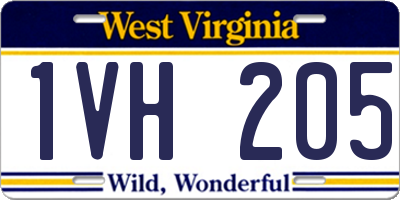 WV license plate 1VH205