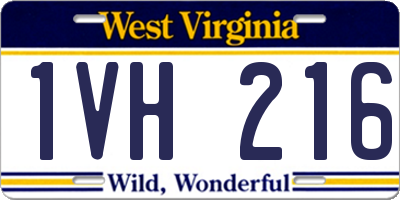 WV license plate 1VH216