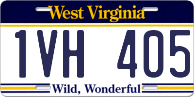 WV license plate 1VH405