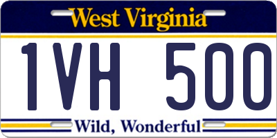 WV license plate 1VH500