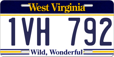WV license plate 1VH792