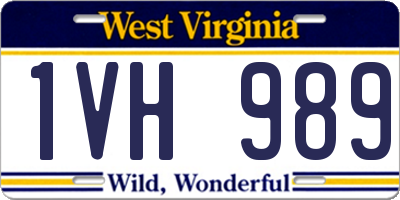 WV license plate 1VH989