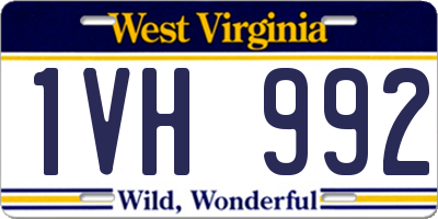 WV license plate 1VH992