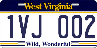 WV license plate 1VJ002