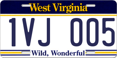WV license plate 1VJ005