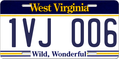 WV license plate 1VJ006