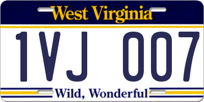 WV license plate 1VJ007