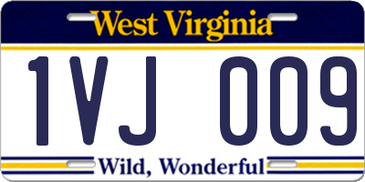 WV license plate 1VJ009
