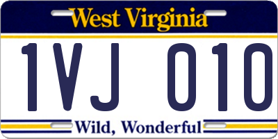 WV license plate 1VJ010