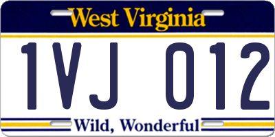WV license plate 1VJ012