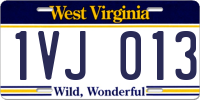 WV license plate 1VJ013