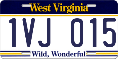 WV license plate 1VJ015