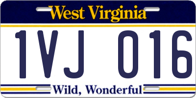 WV license plate 1VJ016