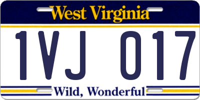 WV license plate 1VJ017