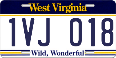 WV license plate 1VJ018