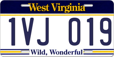 WV license plate 1VJ019