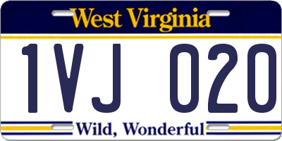 WV license plate 1VJ020