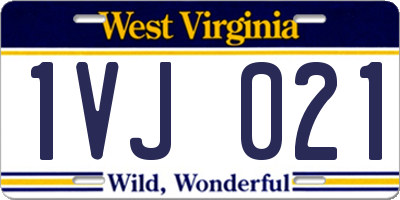WV license plate 1VJ021