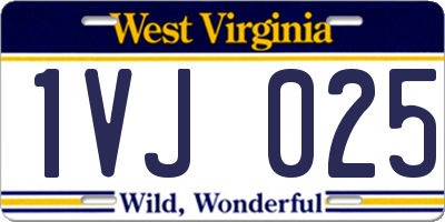 WV license plate 1VJ025