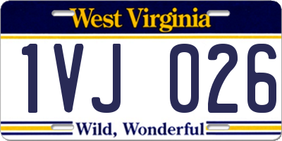 WV license plate 1VJ026