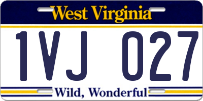 WV license plate 1VJ027