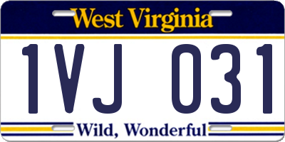 WV license plate 1VJ031
