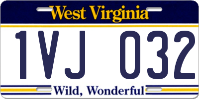 WV license plate 1VJ032