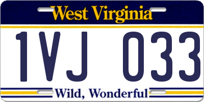 WV license plate 1VJ033