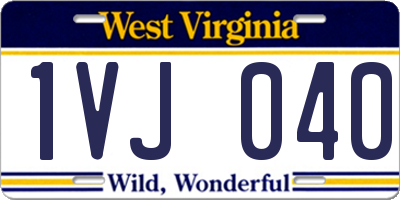WV license plate 1VJ040