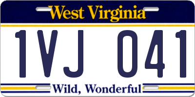 WV license plate 1VJ041