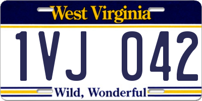 WV license plate 1VJ042