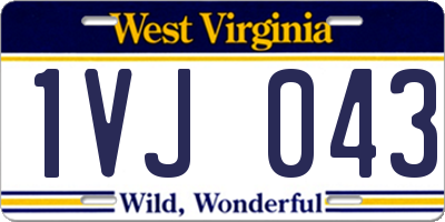 WV license plate 1VJ043