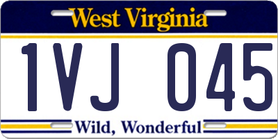 WV license plate 1VJ045