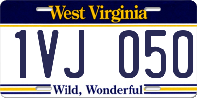 WV license plate 1VJ050