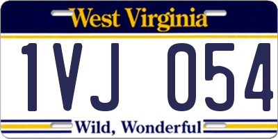 WV license plate 1VJ054