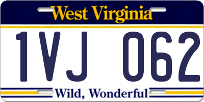 WV license plate 1VJ062