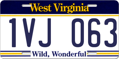 WV license plate 1VJ063