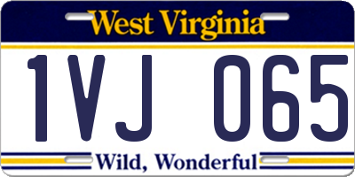 WV license plate 1VJ065