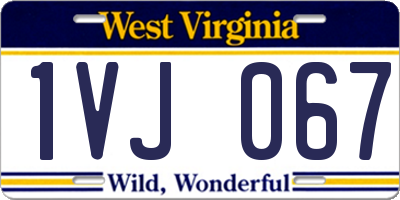WV license plate 1VJ067