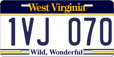 WV license plate 1VJ070