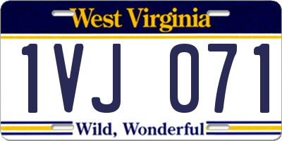WV license plate 1VJ071