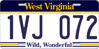 WV license plate 1VJ072