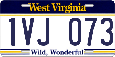 WV license plate 1VJ073