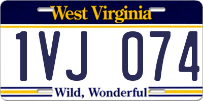 WV license plate 1VJ074