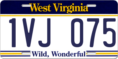 WV license plate 1VJ075
