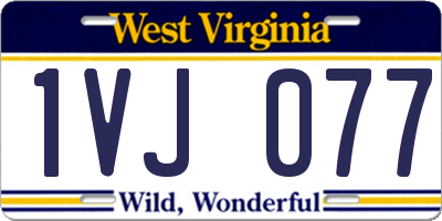 WV license plate 1VJ077