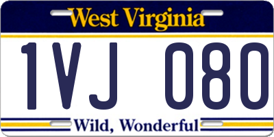 WV license plate 1VJ080
