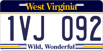 WV license plate 1VJ092