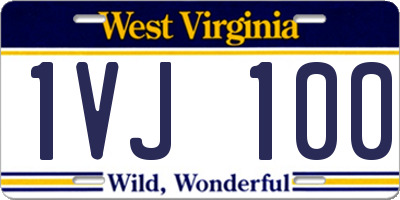 WV license plate 1VJ100