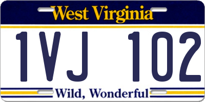 WV license plate 1VJ102